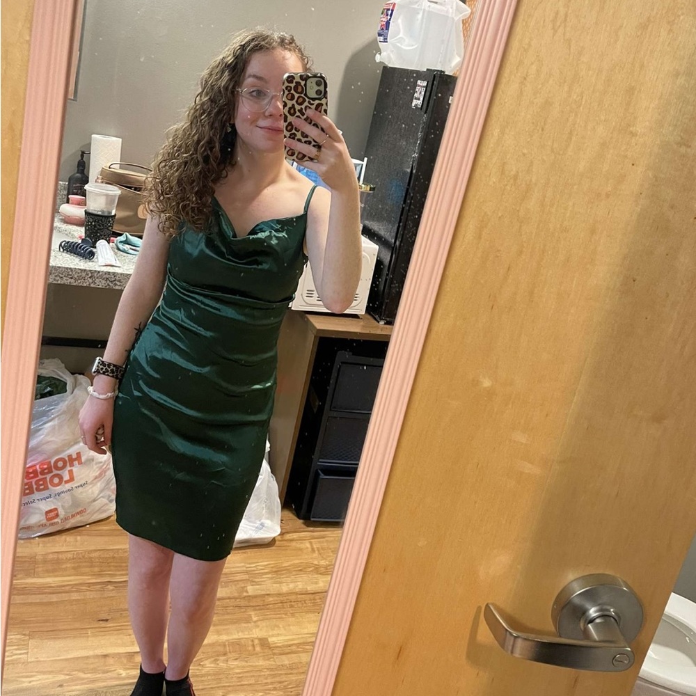 Green slip dress